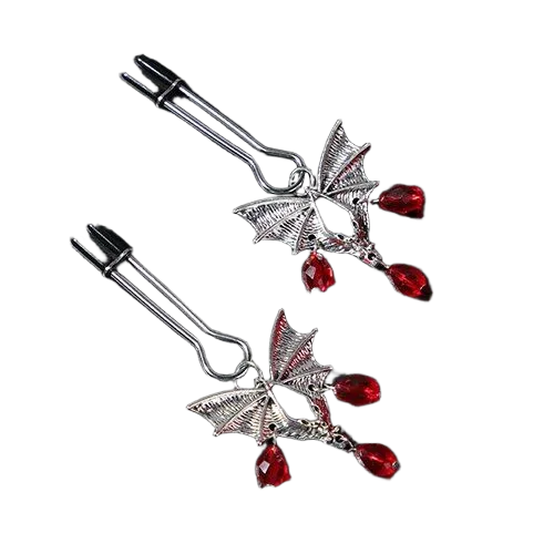 Black Wing BDSM Nipple Clamps Sexy Erotic Metal Cotton Padded
