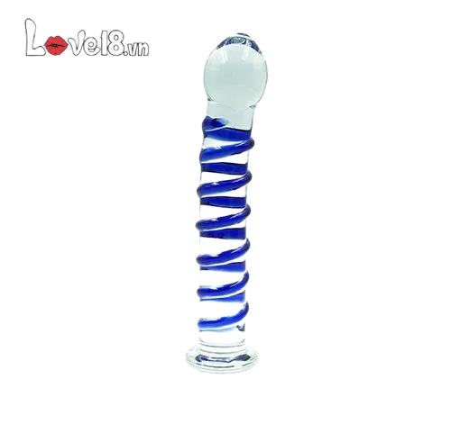 Blue Glass Spiral Dildo Prostate Massage Gay Friendly