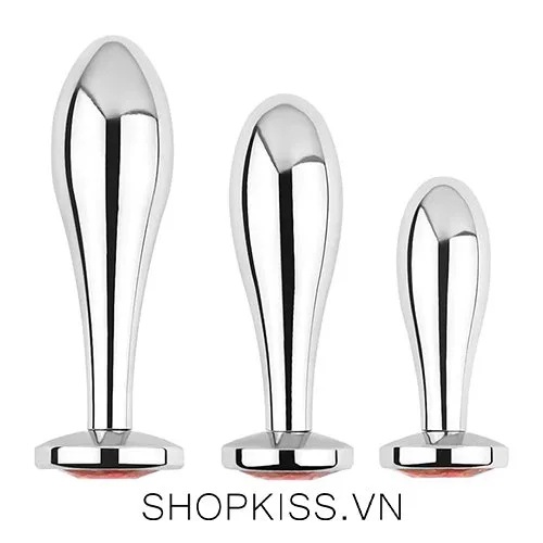 Set of 3 Metal Water Drop Shaped Anal Plugs — photo 2