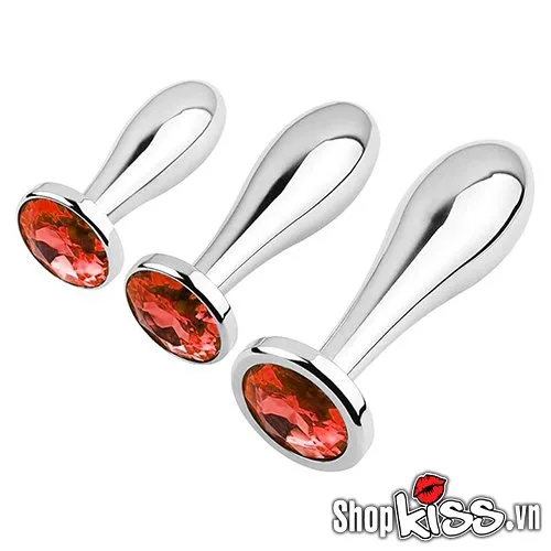 Set of 3 Metal Water Drop Shaped Anal Plugs — photo 3