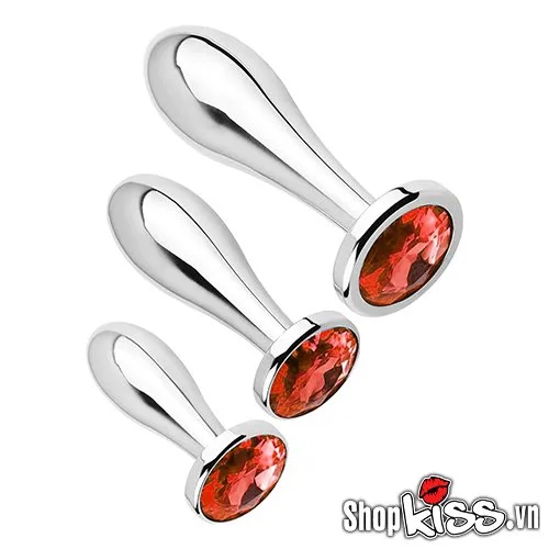 Set of 3 Metal Water Drop Shaped Anal Plugs — photo 5