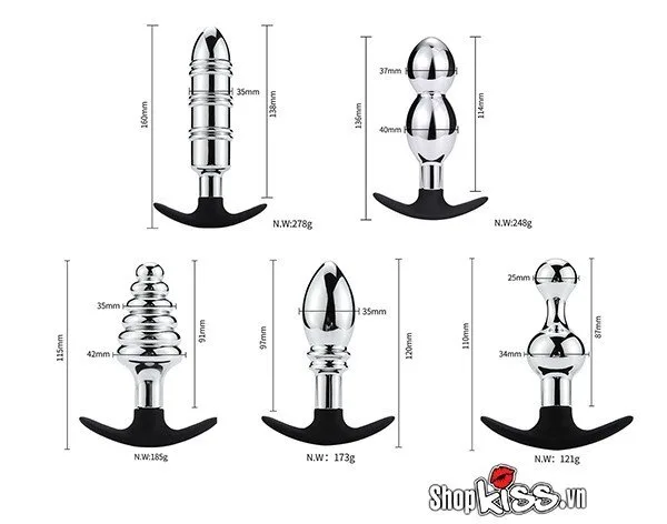 Set of 5 Metal Silicone Anal Stimulators Prostate Massage — photo 5