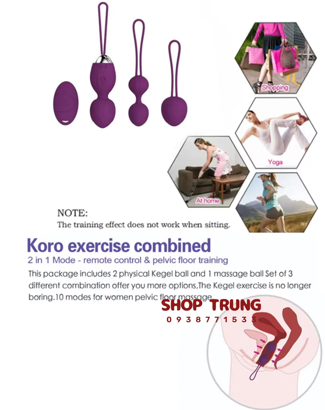 Y Love 3-Ball Kegel Vibrator Pelvic Floor Trainer 10 Modes — photo 6