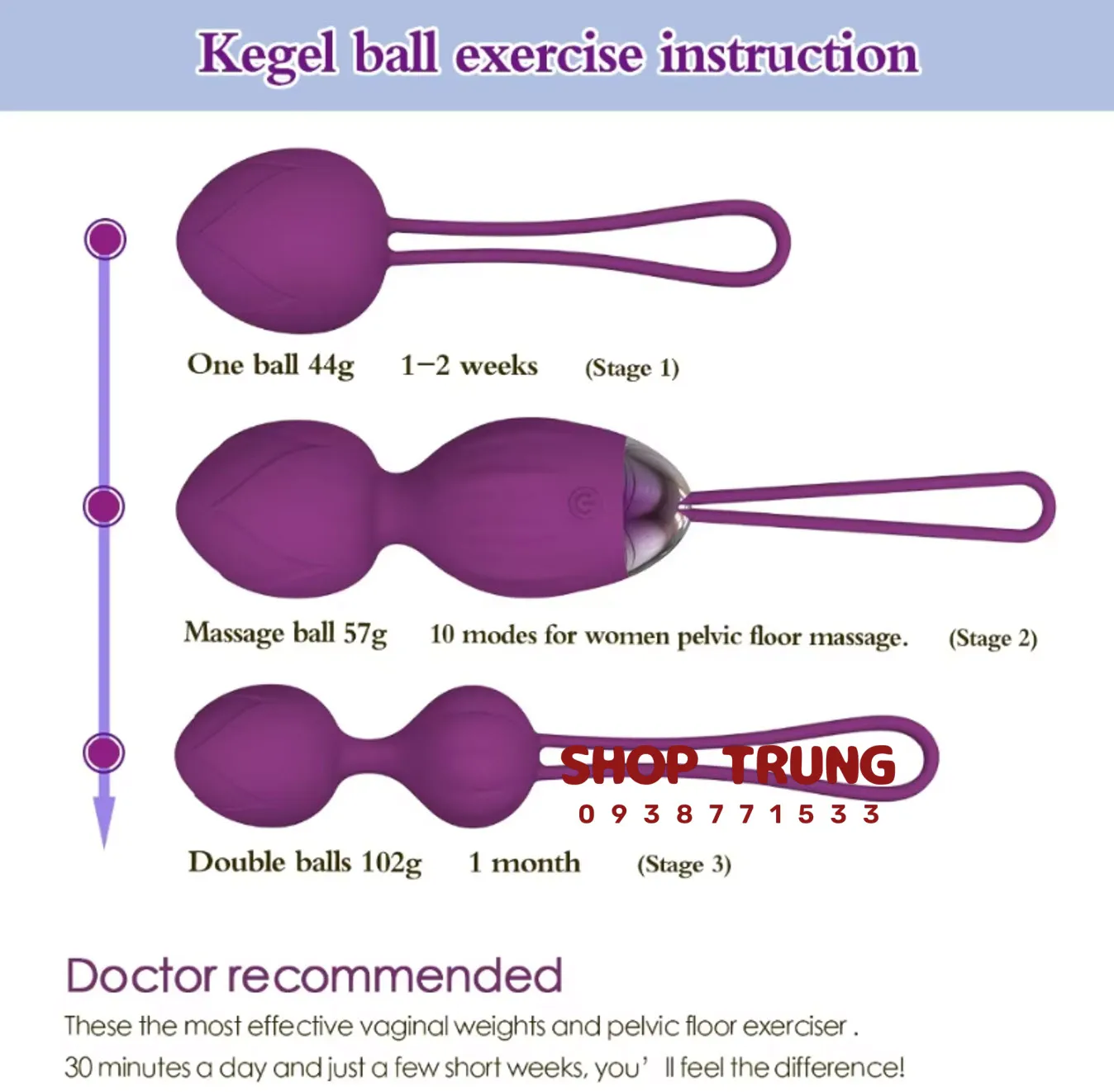 Y Love 3-Ball Kegel Vibrator Pelvic Floor Trainer 10 Modes — photo 7