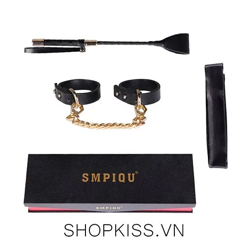 Luxe BDSM 3-Piece Kit Metal Satin PU Leather Sex Toys Set — photo 2