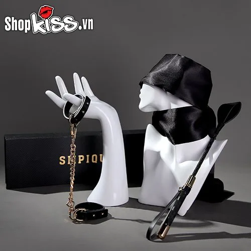 Luxe BDSM 3-Piece Kit Metal Satin PU Leather Sex Toys Set — photo 3