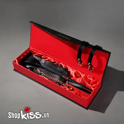 Luxe BDSM 3-Piece Kit Metal Satin PU Leather Sex Toys Set — photo 5