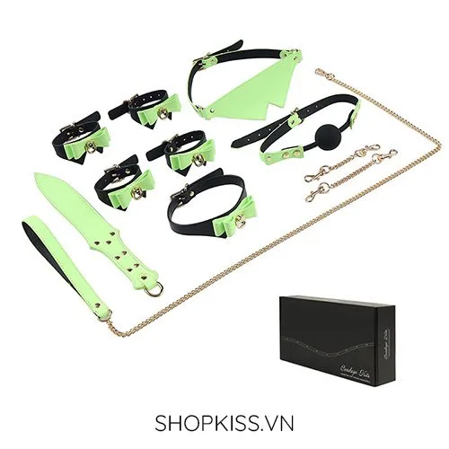 Glow 7pcs BDSM Toy Set Neon Metal PU Unique Pleasure — photo 2