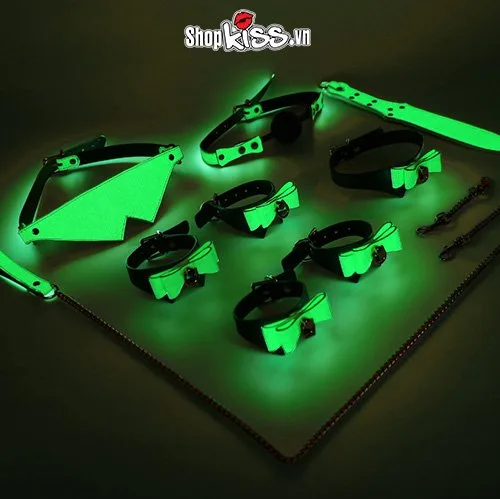 Glow 7pcs BDSM Toy Set Neon Metal PU Unique Pleasure — photo 5