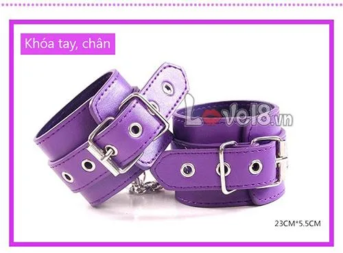 Purple 8-Piece BDSM Kit - Genuine Leather & Metal Accessories — photo 3