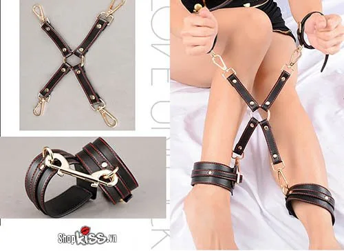Red Black Premium PU Leather Fetish BDSM Restraint Kit Bondage — photo 4