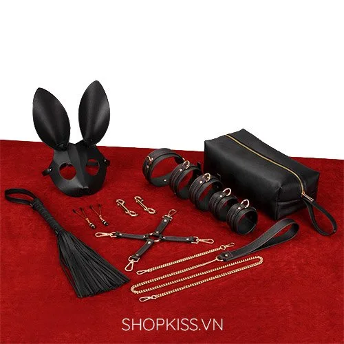Premium BDSM Leather Cosplay Set with Bunny Mask for Couples — photo 2