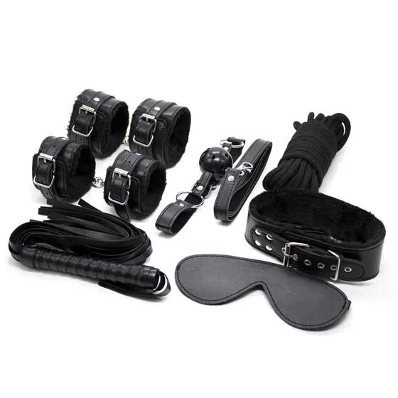 7pcs Leather BDSM Toy Set Red Black Purple Elegant — photo 2