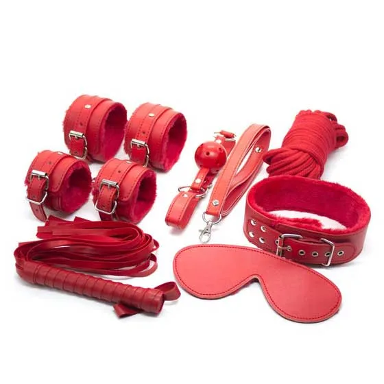 7pcs Leather BDSM Toy Set Red Black Purple Elegant — photo 5