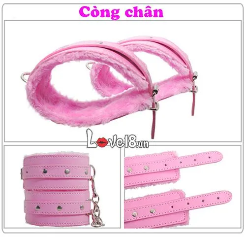 7-Piece Pink BDSM Toy Set Real Leather Metal — photo 4