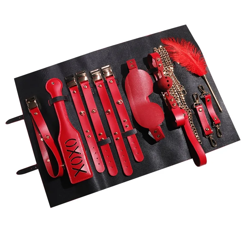 Luxurious Leather SM Toys Multi-Color BDSM Kit Mask Whip — photo 4
