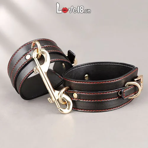 PU Leather BDSM Kit Red Black Bondage Restraint Set — photo 4