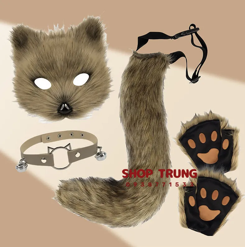 Fluffy Pet Costume Adorable Furry Cosplay Kit Cat Fox Wolf Party Fun — photo 3