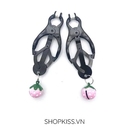Sweet Strawberry Nipple Clamps with Bells – Erotic Couple Toy — photo 2