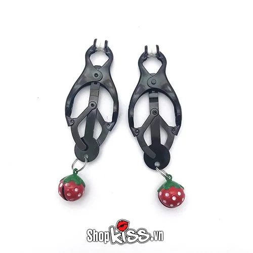 Sweet Strawberry Nipple Clamps with Bells – Erotic Couple Toy — photo 3