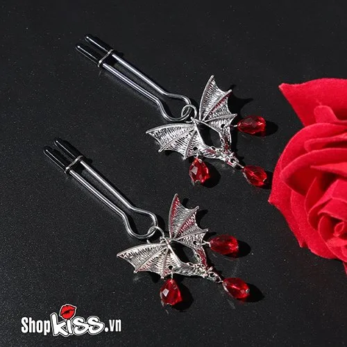 Black Wing BDSM Nipple Clamps Sexy Erotic Metal Cotton Padded — photo 3