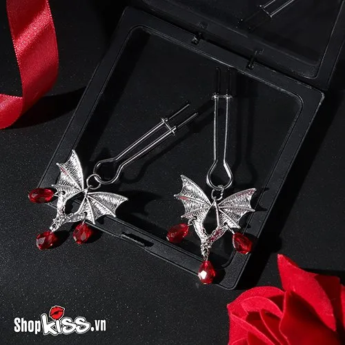 Black Wing BDSM Nipple Clamps Sexy Erotic Metal Cotton Padded — photo 5
