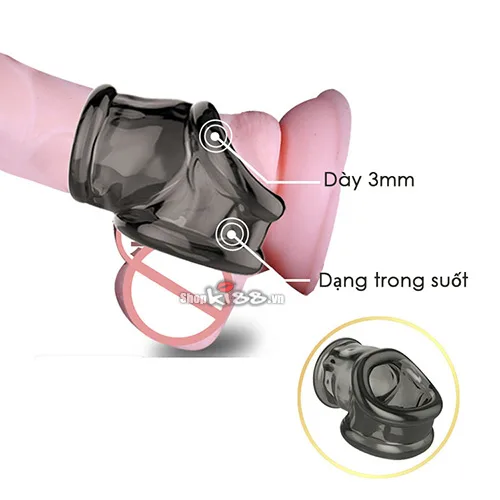 Silicone Penis Lock Enhance Duration Transparent Black — photo 3