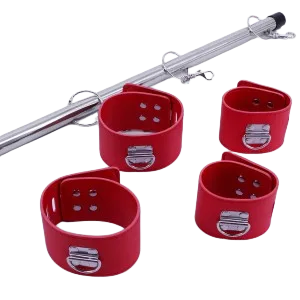 Bondage Handcuffs Footcuffs Stainless Steel Leather Set
