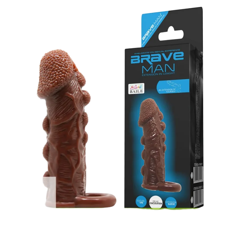 Brave Man 3cm Extension Cock Ring Dildo Realistic Comfortable Fit