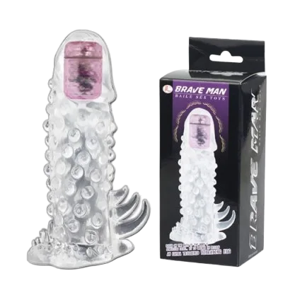 Brave Man Bi-Textured Vibrating Extension Condom Delay Ejaculation