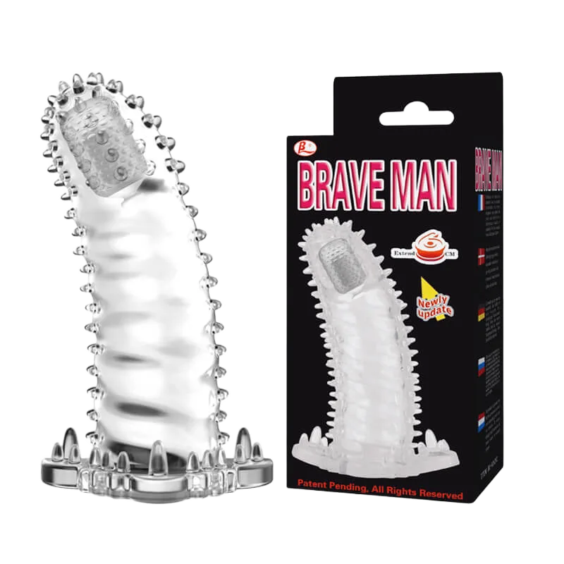 Brave Man Textured Vibrating Penis Sleeve Condom