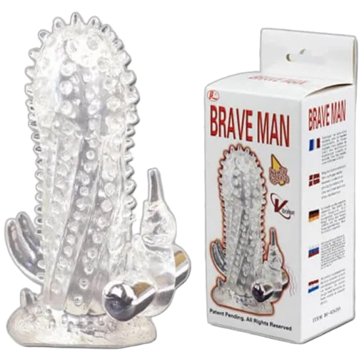 Brave Man Textured Vibrating Penis Sleeve Safe Silicone