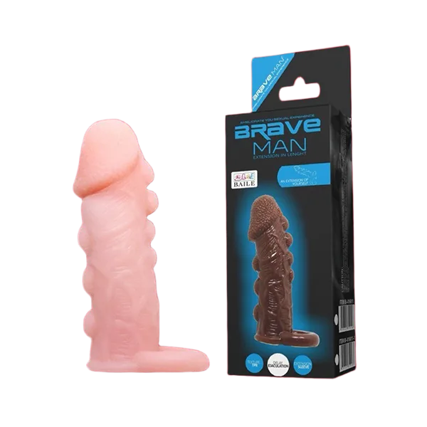 Brave Man Ultra-Soft Silicone Penis Enhancer Condom for Longer Play