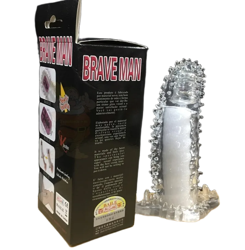Brave Man Vibrating Penis Sleeve 18x4cm Silicon