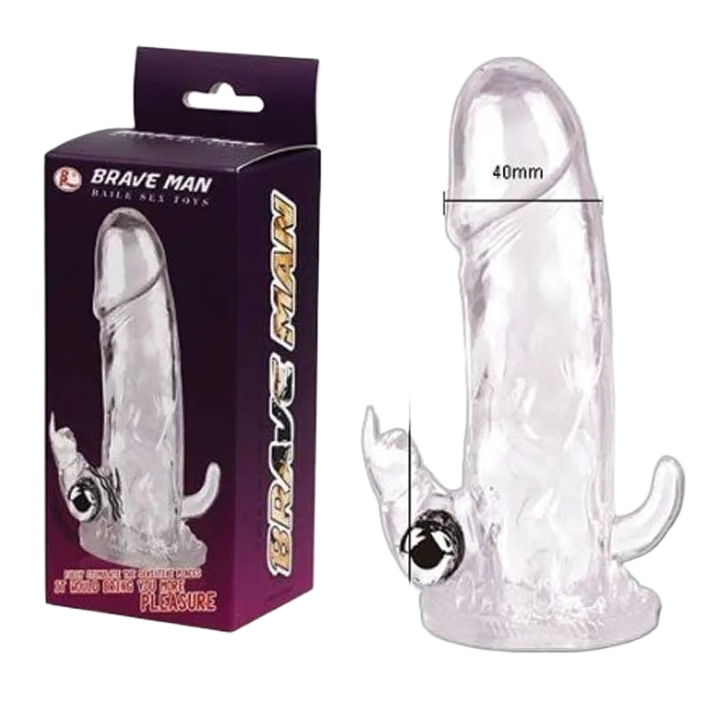 Brave Man XXL Smooth Flexible Silicone Vibrating Cock Sleeve