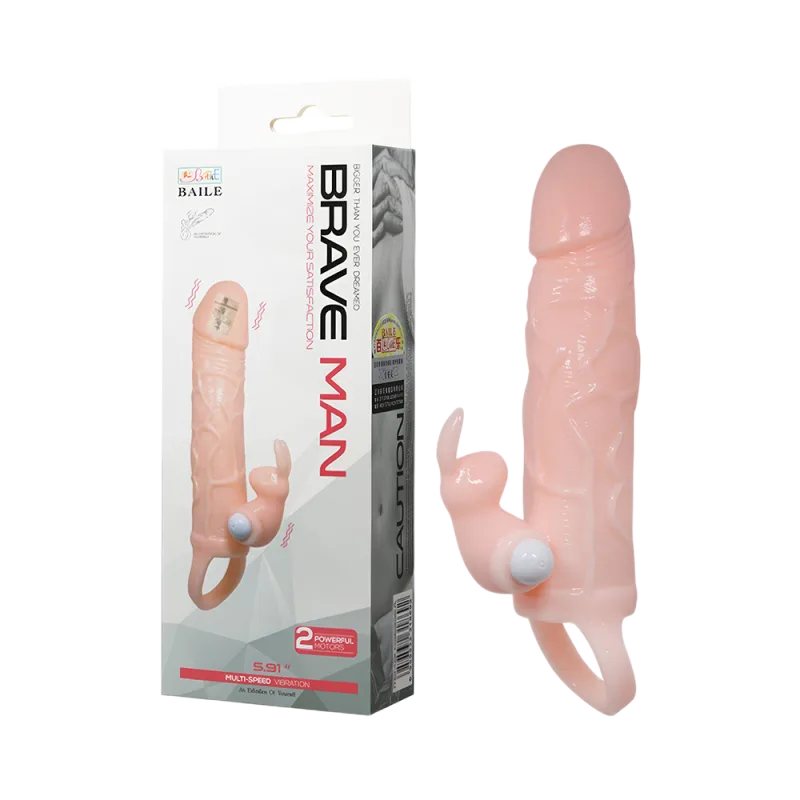 Braveman Vibrating Condom Double Motor Enlarging Pleasure