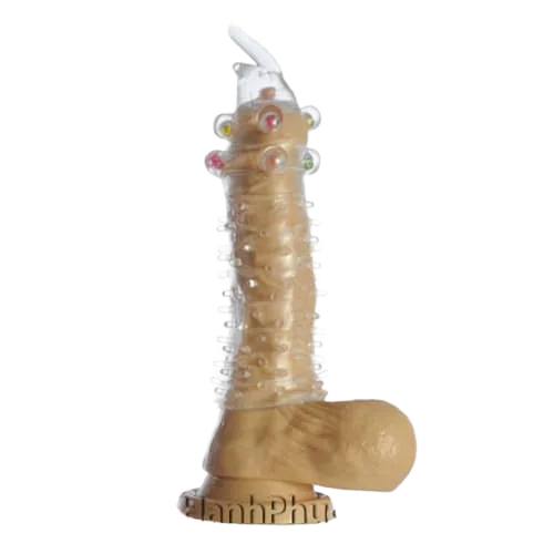BS05 Ribbed Beaded Inflatable Dildo Condom Safe Sensation