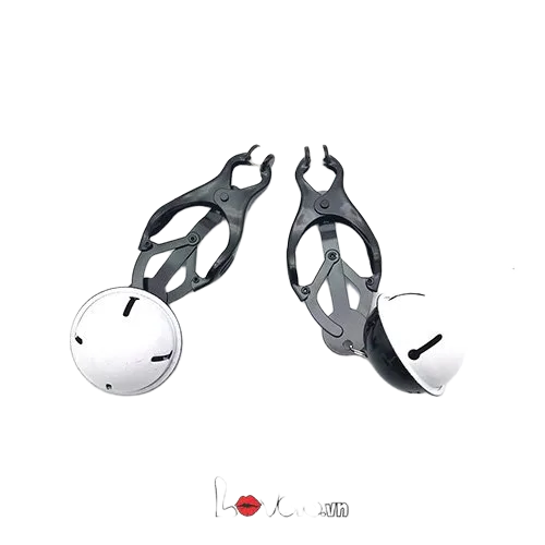 BZ09F BDSM Black Nipple Clamps with Jingle Bells Set