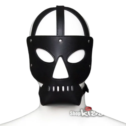 BZ10B Full Leather BDSM Mask Erotic Fetish Accessory