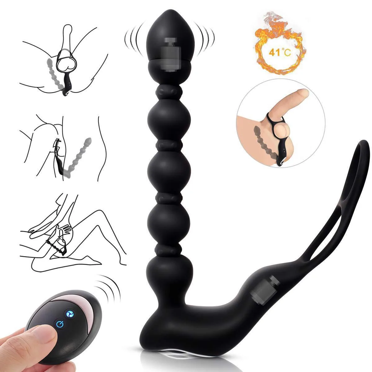 Black Remote Control Body-Safe Strap Vibrator Silicone — photo 3