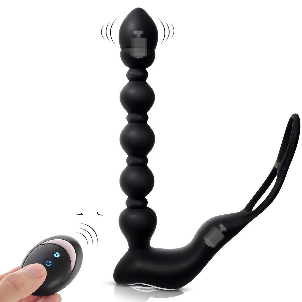 Black Remote Control Body-Safe Strap Vibrator Silicone — photo 6