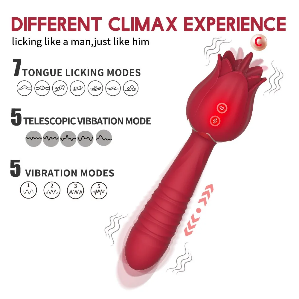 Rose Licking Massager Silicone Tongue Vibration Toy — photo 2