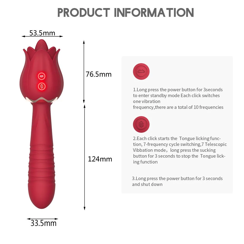 Rose Licking Massager Silicone Tongue Vibration Toy — photo 3