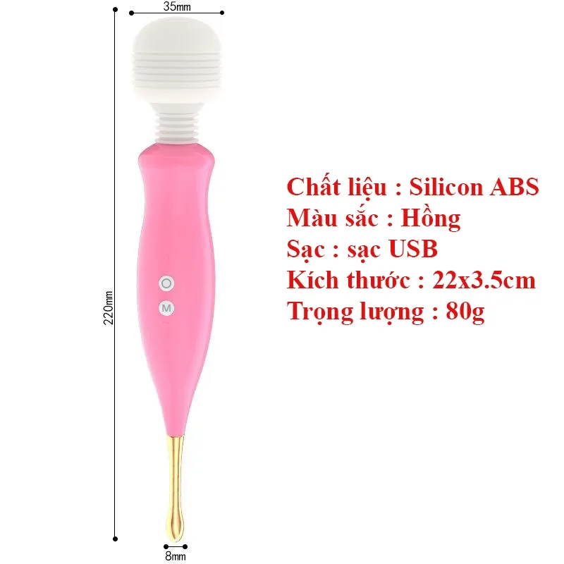 Mini Vibrating Massager Wand USB Silicone Pink — photo 2