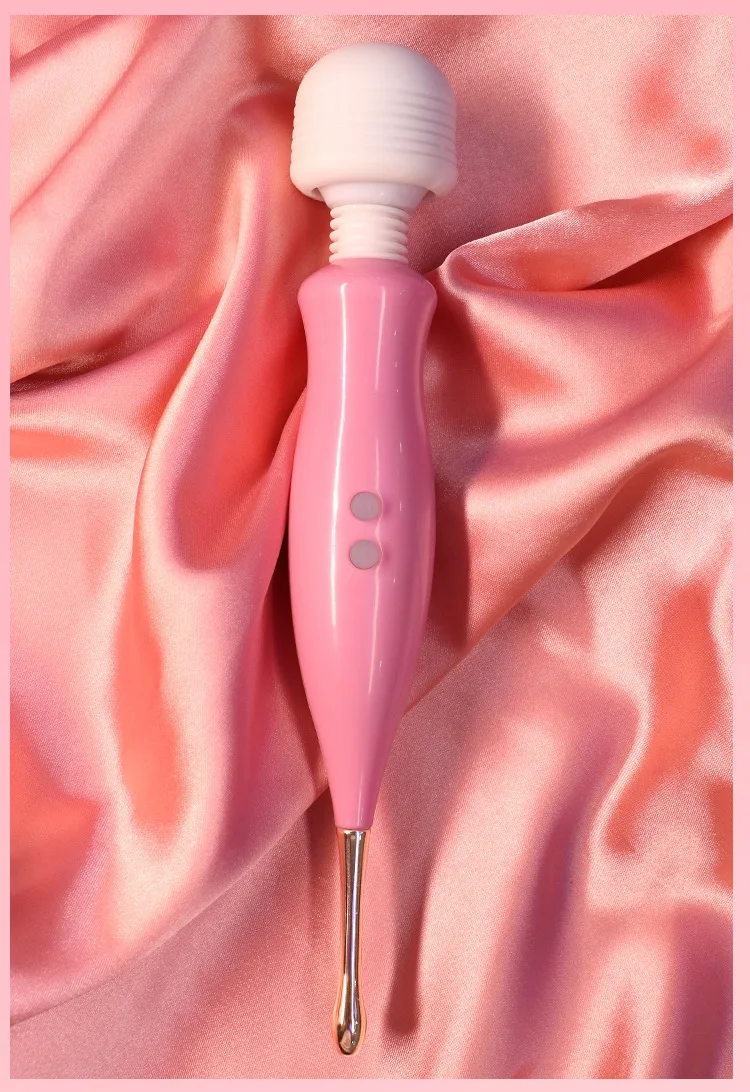 Mini Vibrating Massager Wand USB Silicone Pink — photo 3