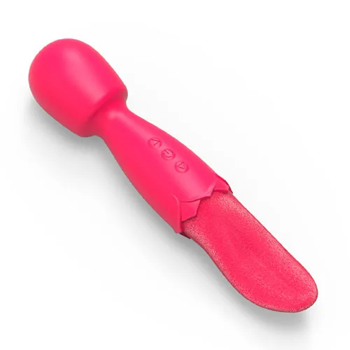 Double End Vibrating Massage Wand With Oral Licking Tongue — photo 3