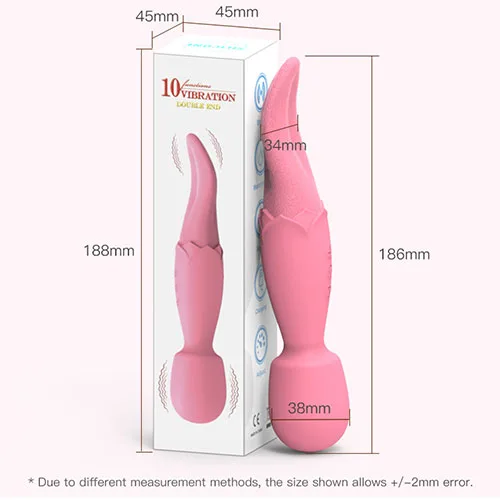 Double End Vibrating Massage Wand With Oral Licking Tongue — photo 4