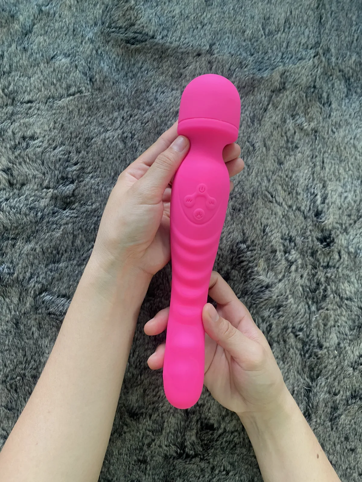 Double Ended Rechargeable Vibrating Wand Waterproof Silicone — photo 3