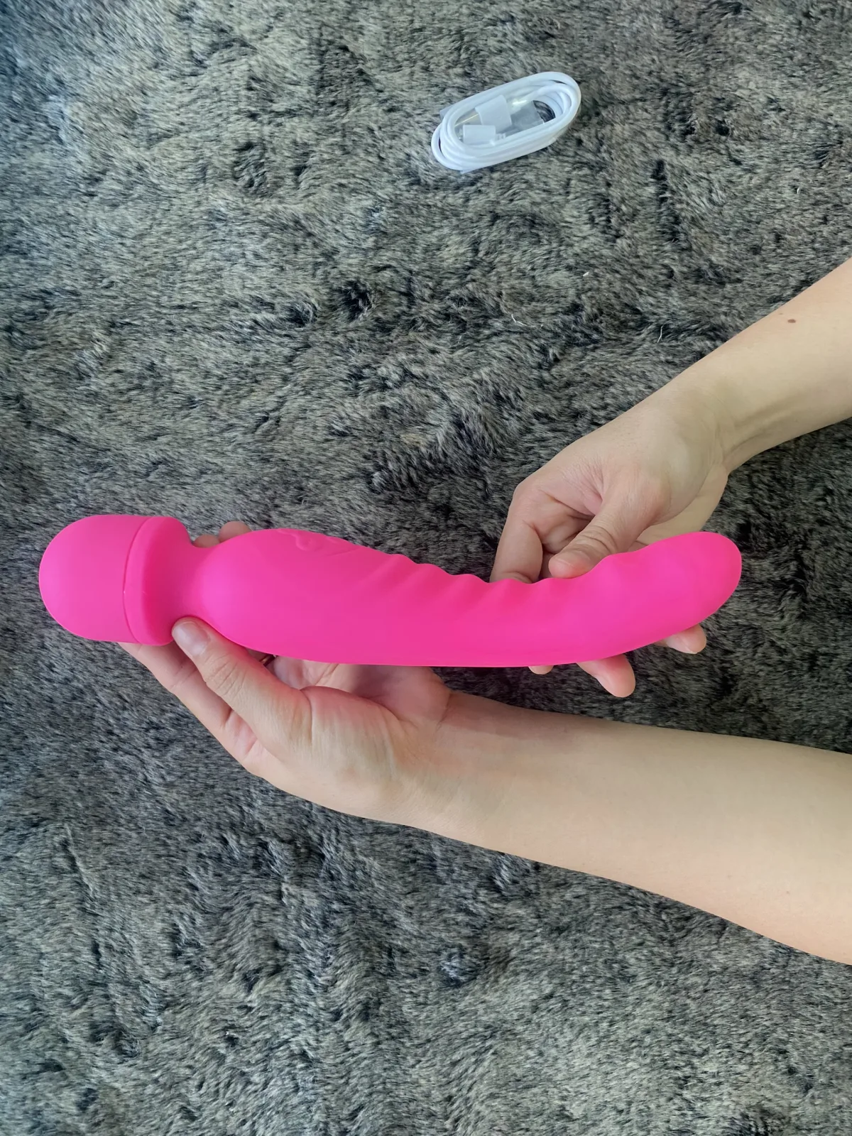 Double Ended Rechargeable Vibrating Wand Waterproof Silicone — photo 5