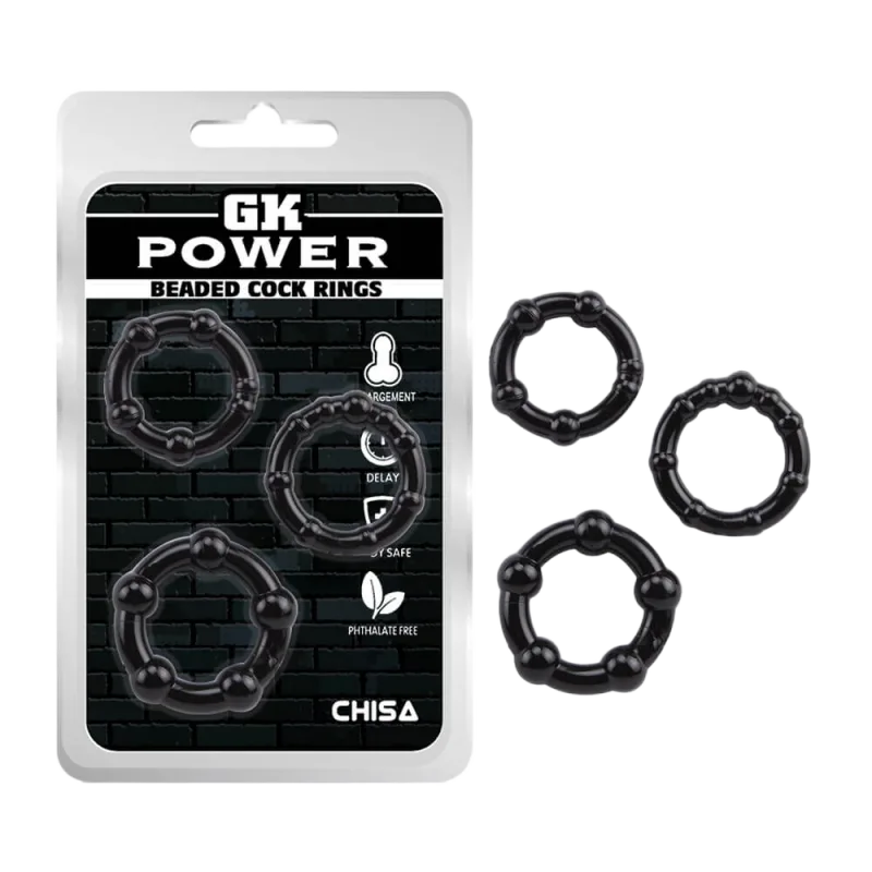 Chisa Beaded Black Cock Ring Delay Ejaculation Multiple Sizes